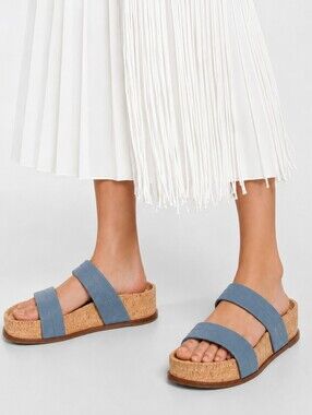GABRIELA HEARST Blue Cork Striker Nubuck Leather Sandals